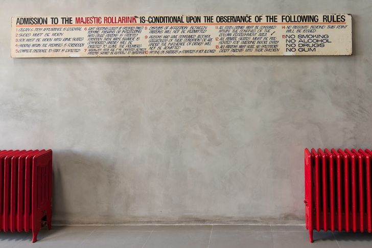 Heritage items such as steam radiators and signage are conserved in the atrium.