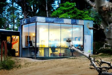 Outside looking in: the studio in an orchard at Officer, Victoria.