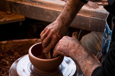  Makers: the process  is an artist-produced, mini-exhibition by Tasmanian designer and maker Ivett Dodd that celebrates local makers and the creative process. Pictured: Ceramicist Ben Richardson.