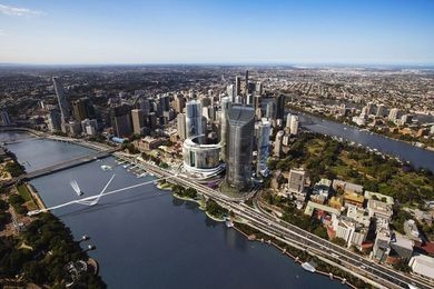 The initial design for the Neville Bonner Bridge by Grimshaw Architects as part of the Queen's Wharf development.