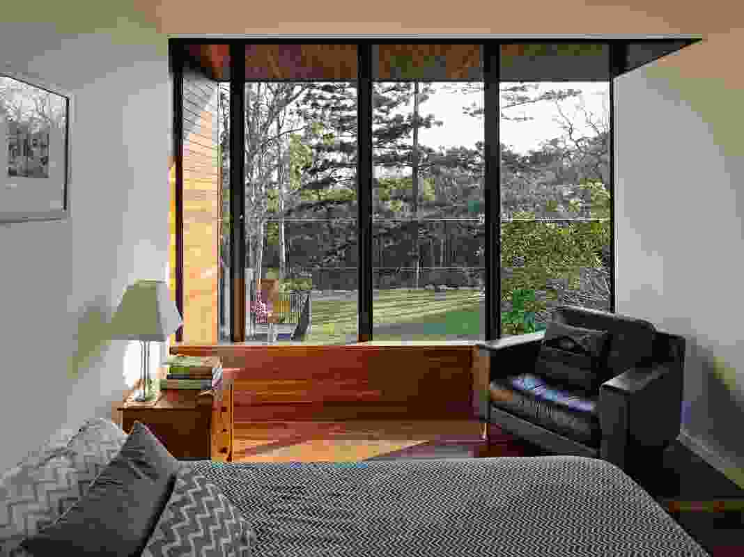 The main bedroom on the upper floor has direct view to the landscape.