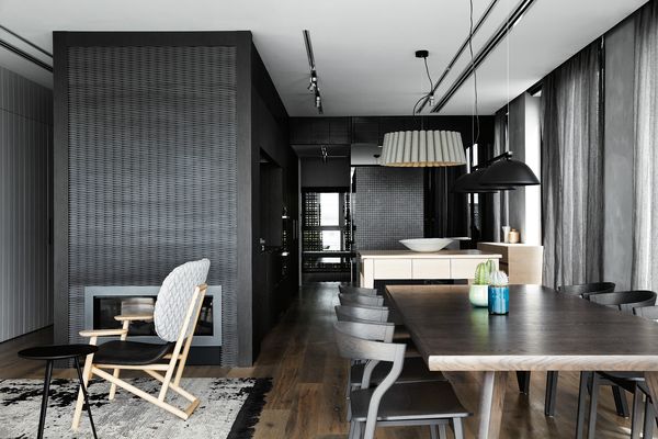 Central to the deign is a black box-like joinery unit housing the kitchen. It is subtle and unexpected, and the kitchen’s function is not immediately apparent.