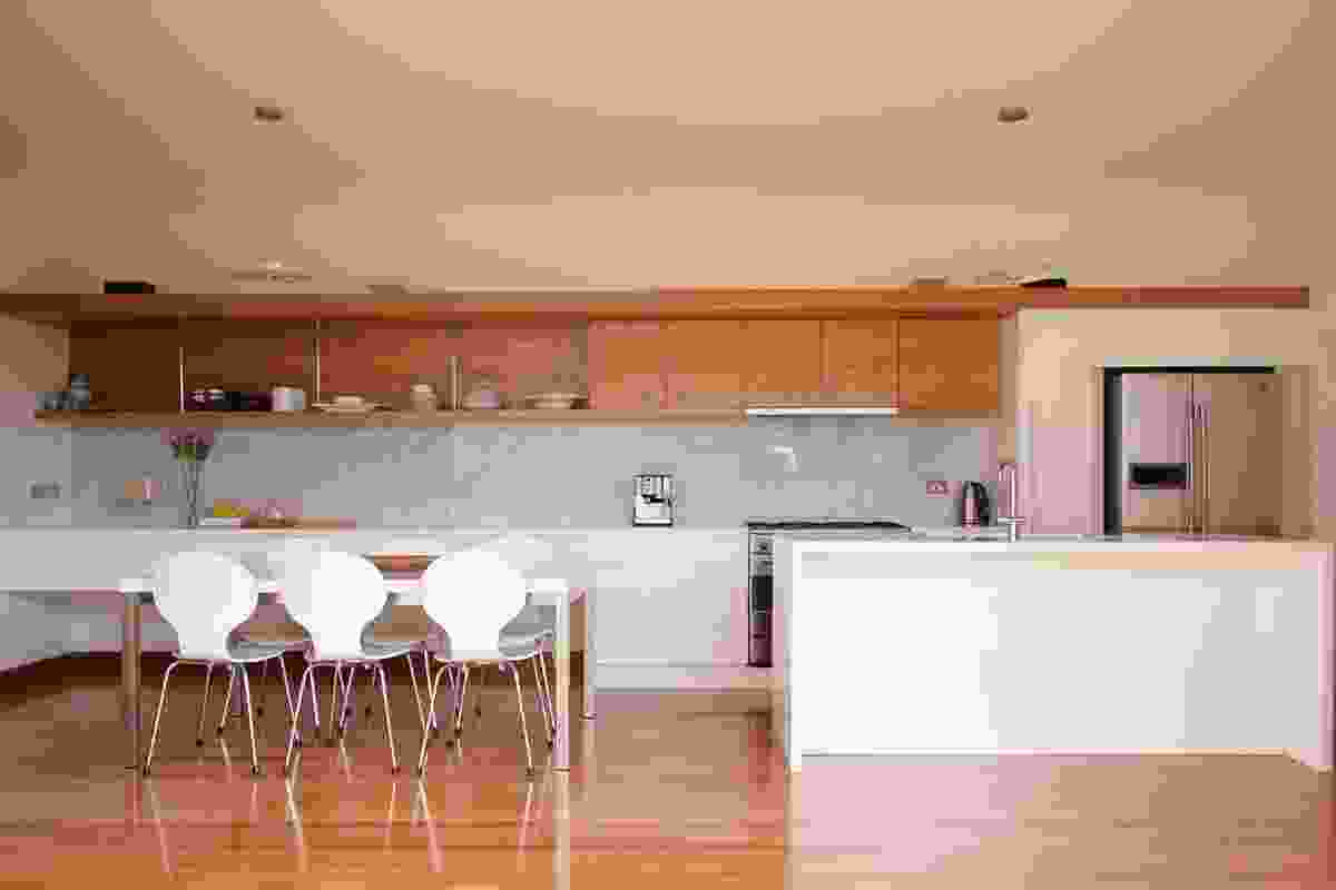 Newenden Residence: The kitchen and dining area.