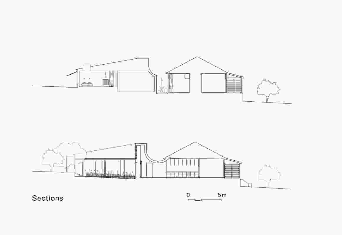Sections of Beaconsfield House by Simon Pendal Architect.