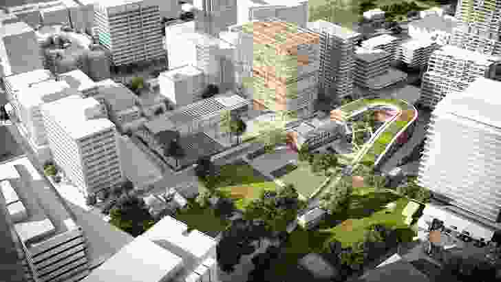 The proposed Arthur Phillip High School and Parramatta Public School designed by Grimshaw and BVN.
