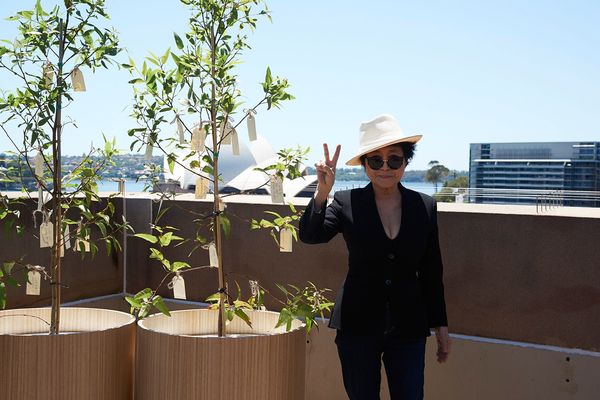 Artist Yoko Ono with Wish Tree for Sydney (1996/2013).