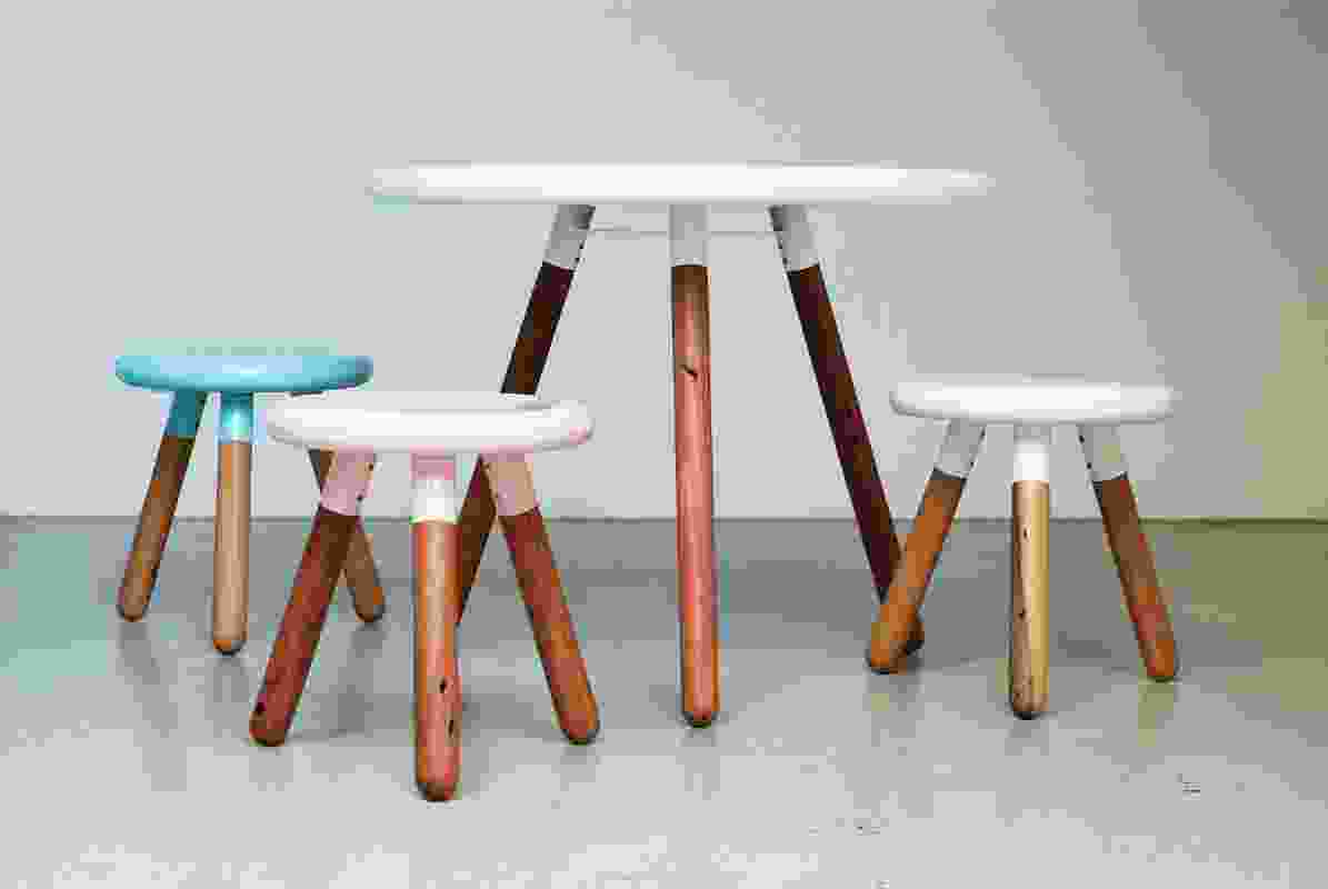 The Spun range of steel and timber dining tables and stools by LifeSpace Journey.