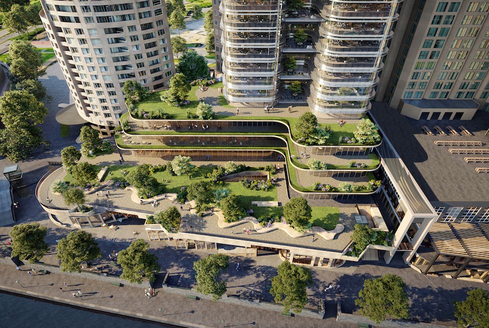 Fender Katsalidis designs elevated parks and office tower for Melbourne