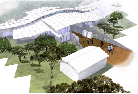 A concept image for Larrakia cultural centre prepared by GHD Woodhead.