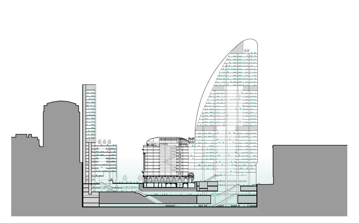 A section of Macquarie Group's unsolicited proposal for Martin Place, designed by Grimshaw and Johnson Pilton Walker.