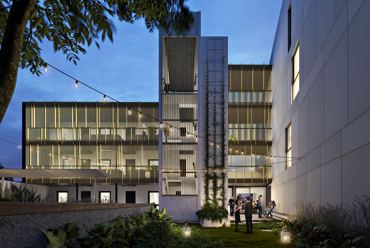 Beautiful view of Apartment Building Design With Zero Waste Policy