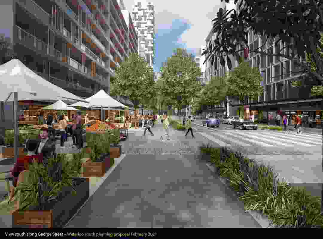 The City of Sydney's proposal for Waterloo Estate South, view along George Street.