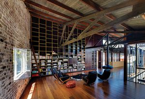 Recycled bricks and timber in the Lilyfield Warehouse.