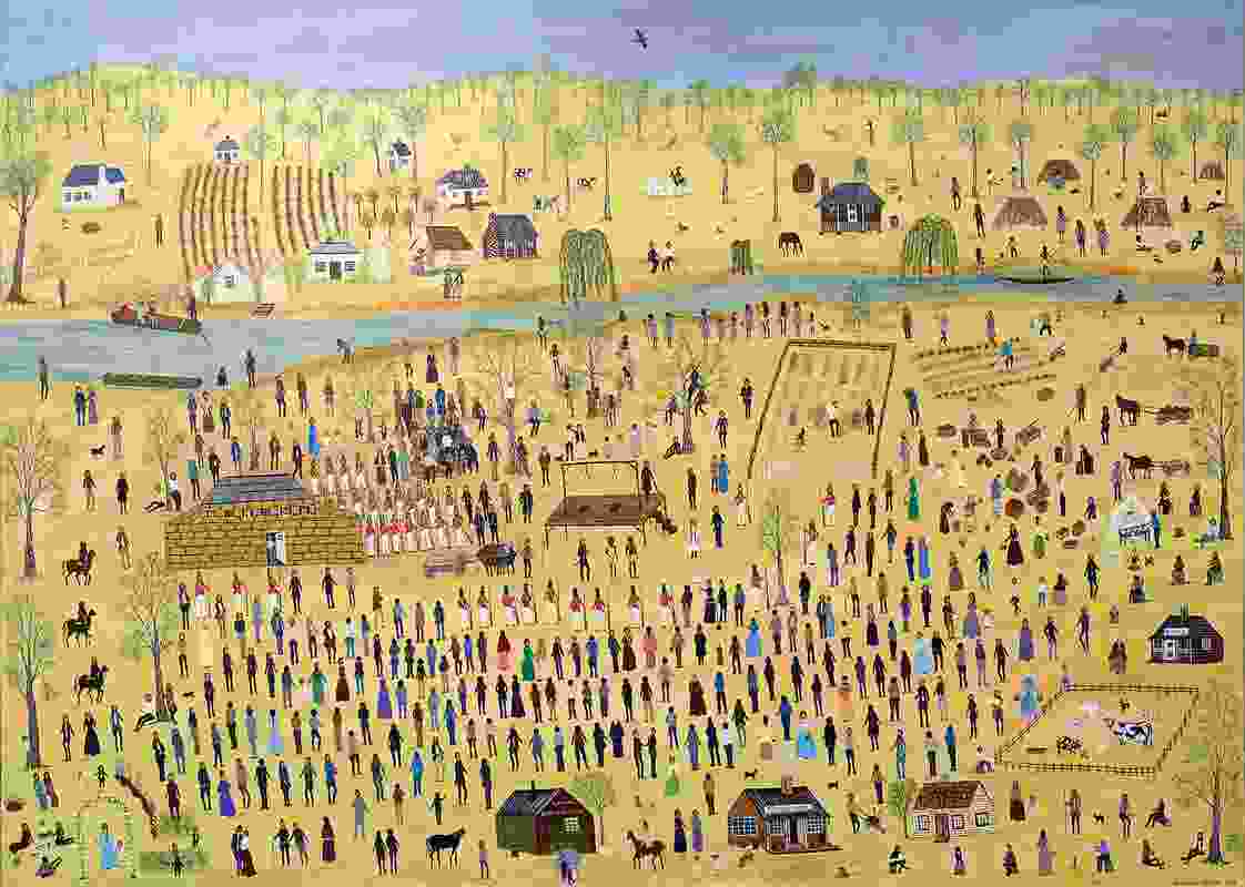 Marlene Gilson, Wathaurong, born 1944, Tunnerminnerwait and Maulboyheenner, 2015. City of Melbourne Arts and Culture Collection. © Marlene Gilson.