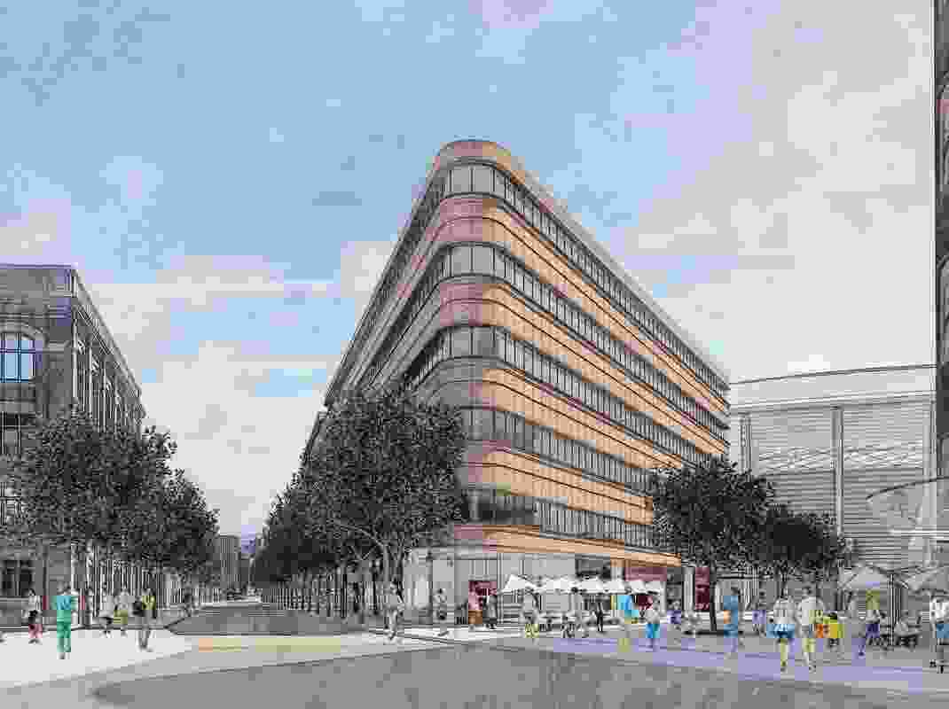 Artist's impression of Evans Street looking west towards Federation Hall.