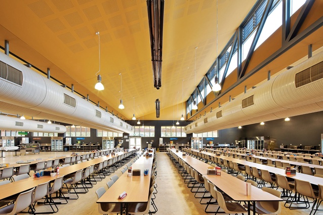 The vast mess hall can seat 1200 people.