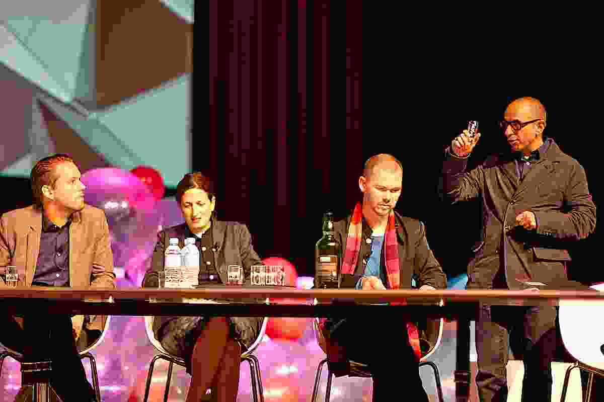 Closing panel from right: Philippe Block, Leanne Zilka, co-convenor John de Manincor and moderator Nader Tehrani.