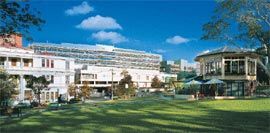 Looking across Green Park to St Vincent’s.
The screened inpatient floors of the new Xavier
Building form a backdrop to the existing hospital
campus.