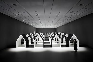 Installation view of Escher x Nendo at the National Gallery of Victoria.