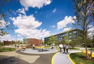 The Navy Yards Central Green by James Corner Field Operations is a five-acre park in the heart of a new corporate centre in Philadelphia, Pennsylvania.