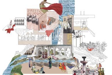 Collage for the 2022 Mecca x NGV Women in Design Commission by Tatiana Bilbao, who often uses collage, drawing and model-making in her work.