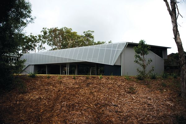 The AGN Library in Tingalpa, Brisbane, with a folded sunshade along the western edge.
