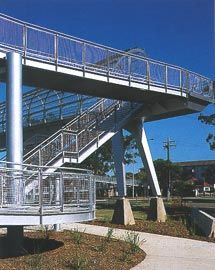 The conjunction of ramp, stair, props and bridge deck. Image: Ross Honeysett