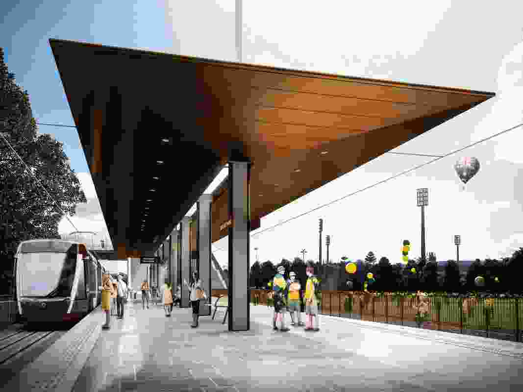 Design of the Sydney CBD and South East Light Rail stop at Moore Park by Grimshaw Architects. 