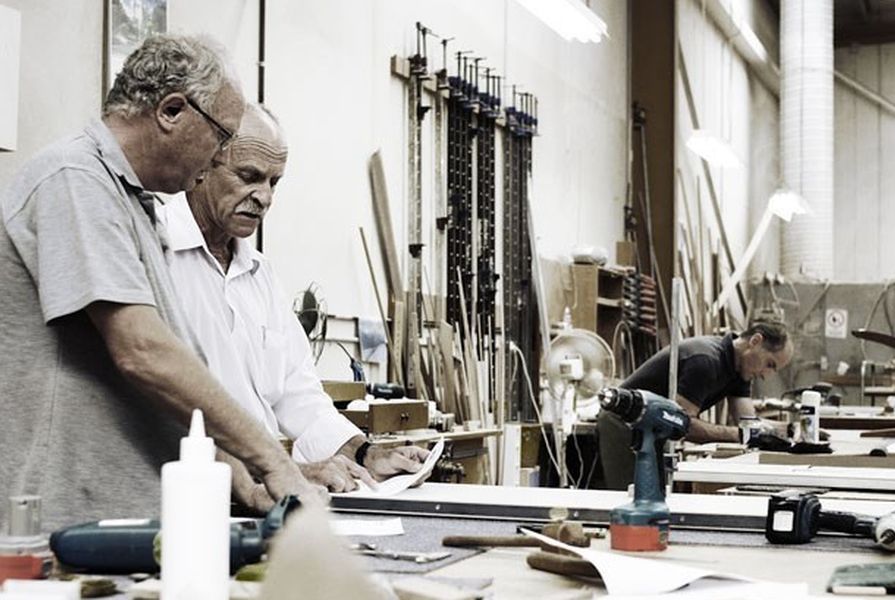 Tony Parker (right) at the Covemore Designs Sydney workshop.