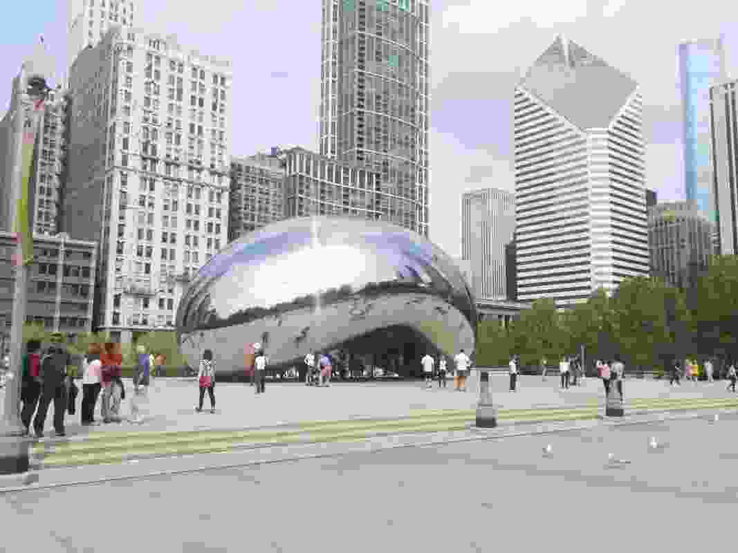 Anish Kapoor’s Cloud Gate sculpture — the centrepiece of AT&T; Plaza at Millennium Park in Chicago.