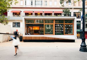 Prefabricated Carbon Positive House by Archiblox installed temporarily in Melbourne's City Square in 2015.