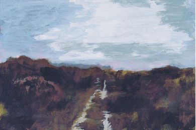 Two toned sky (2018) by David Whitworth. Acrylic on board, 20 cm x 25 cm.