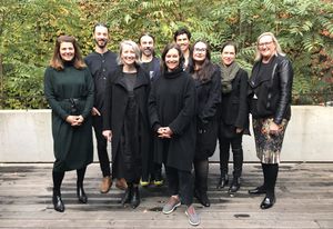 The 2019 National Architecture Conference captains’ lunch. L–R: Clare Cousins, Andy Fergus, Monique Woodward, Timothy Moore, Kerstin Thompson, Stephen Choi, Tania Davidge, Shelley Penn, and Julia Cambage. Absent: Nic Brunsdon and Kieran Wong.