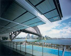 Looking out over the existing pool to the harbour.