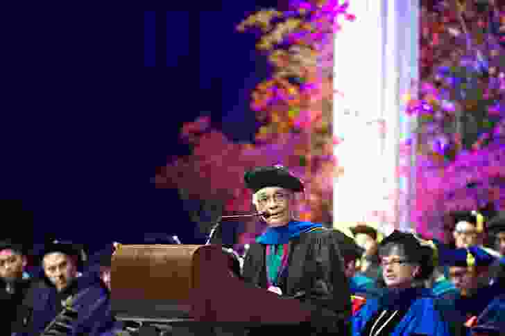 Giving the Welcome Speech at the University of Washington Convocation in 2015.