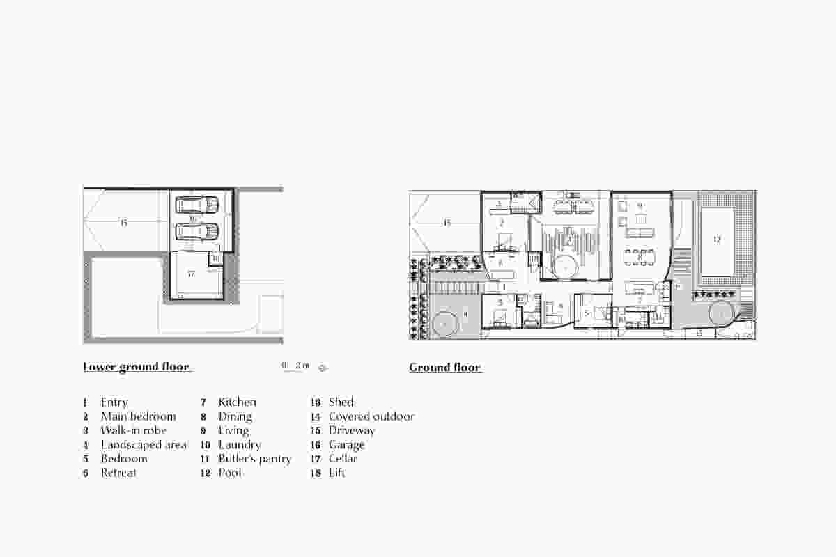 Plans of Courtyard House by Figr Architecture.