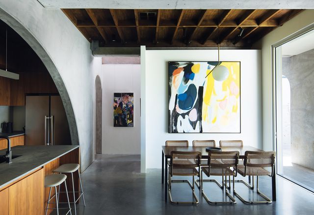 The home’s intriguing interior relieves the typical desire for external views. Artwork: Elle Campbell.