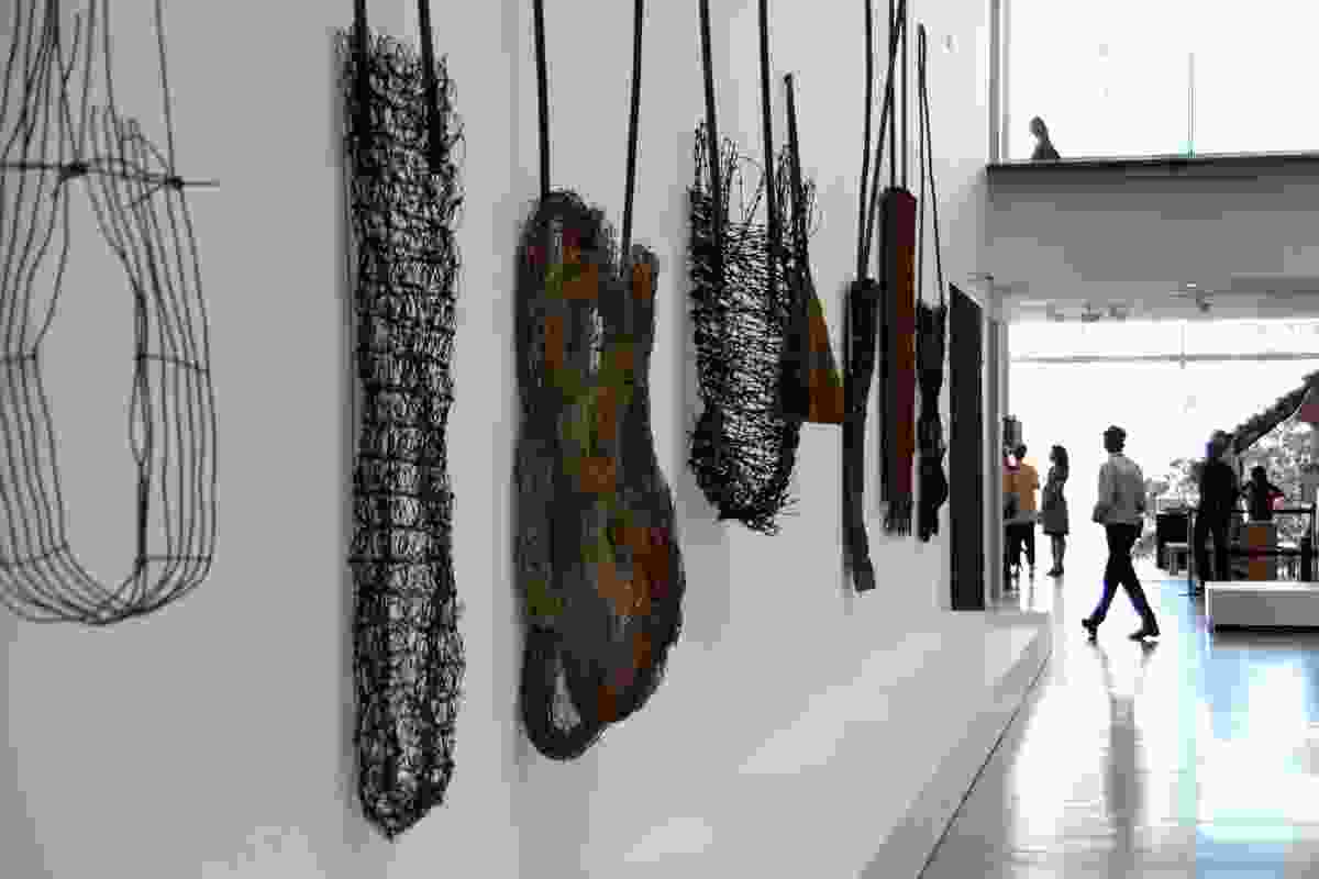 Lorraine Connelly-Northey’s Narbong (String Bags) made from recycled materials.