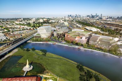 The proposed West Melbourne Waterfront development by Woods Bagot and NH Architecture, with landscape architecture by Oculus.