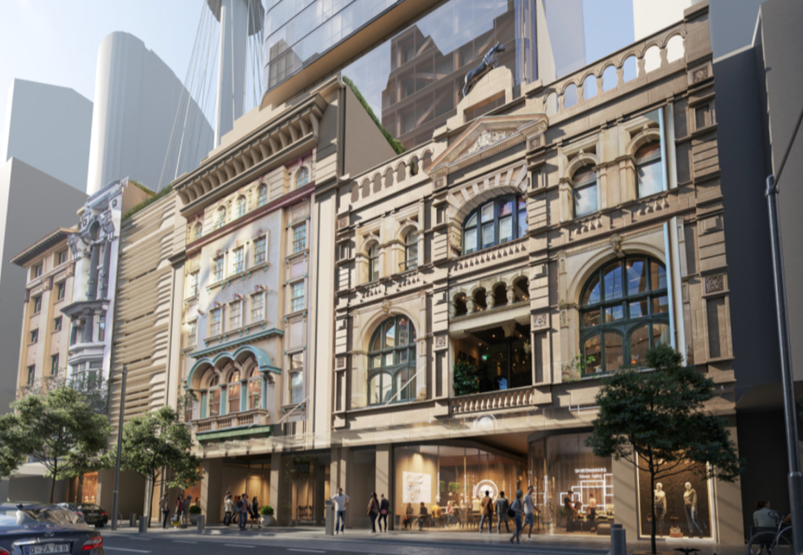 FJMT's indicative design for a 49-storey tower at City Tattersall’s Club on Pitt Street in Sydney.