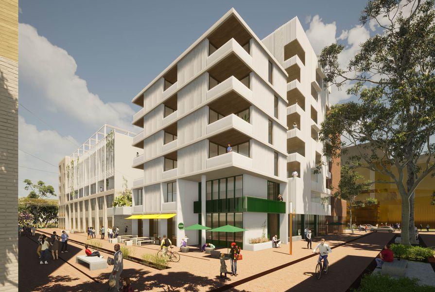 A concept image for the East Village development at 246 East Boundary Road, East Bentleigh, by Hill Thalis Architecture and Urban Projects.