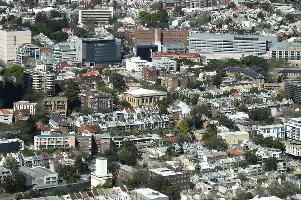 An aerial view of the suburb of Darlinghurst, Sydney.