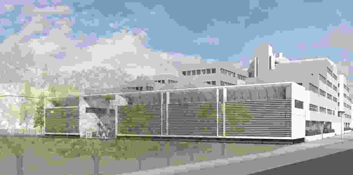 Proposed south east view of the Tinbergen Building with the new chemistry extension.