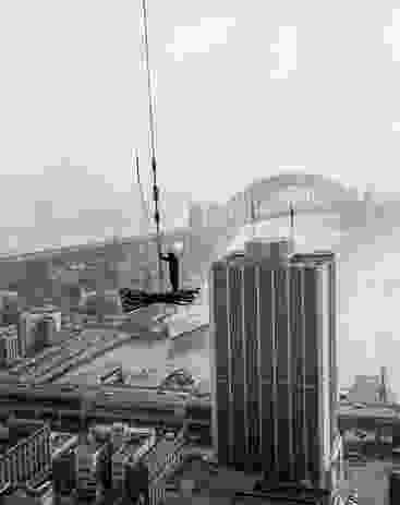 The AMP Tower and Sydney Harbour Bridge, circa 1960s.