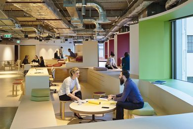 BVN Donovan Hill's new workplace features raised benches which act as theatre seating as well as informal meeting places.