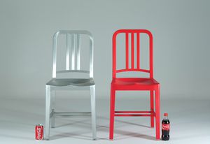The 111 Navy chair is so named because it is made from 111 recycled PET bottles.