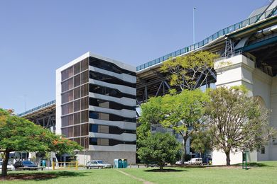 The Silt apartments, located under the south-eastern flank of Brisbane’s Story Bridge.