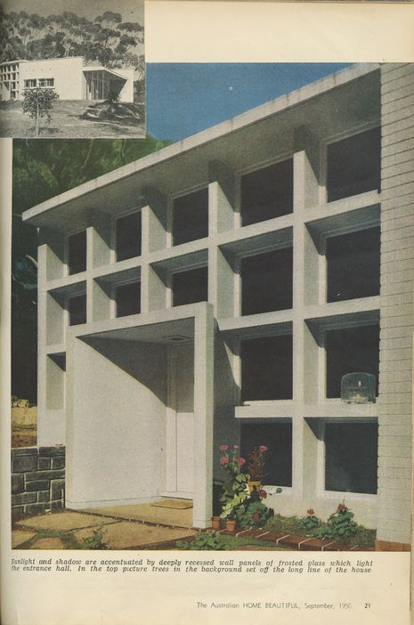 Wright House by Russell S. Ellis, Springfield, 1949, as featured in Australian Home Beautiful journal.