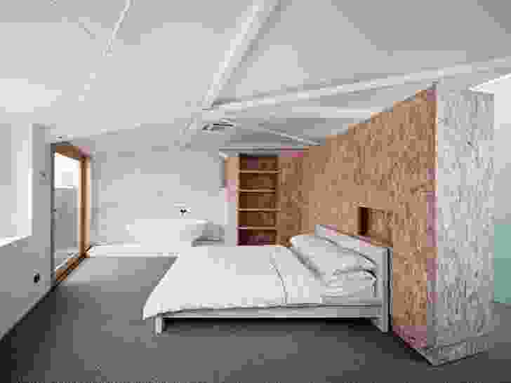 The upstairs bedroom features a wardrobe that can pivot around to make a second guest bedroom.