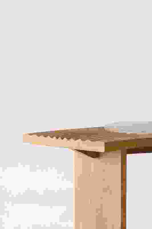 Moving woodwork elements in the Outside In table (2018) invite curiosity and encourage play